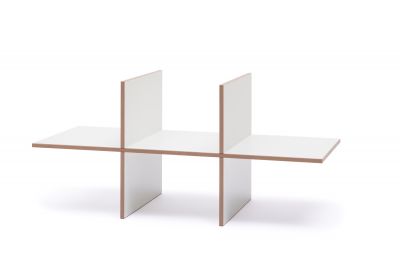 Weißer Tojo Hochstapler Regaleinsatz doppelt, modulare Regalsysteme für Wohnzimmer und Büro.